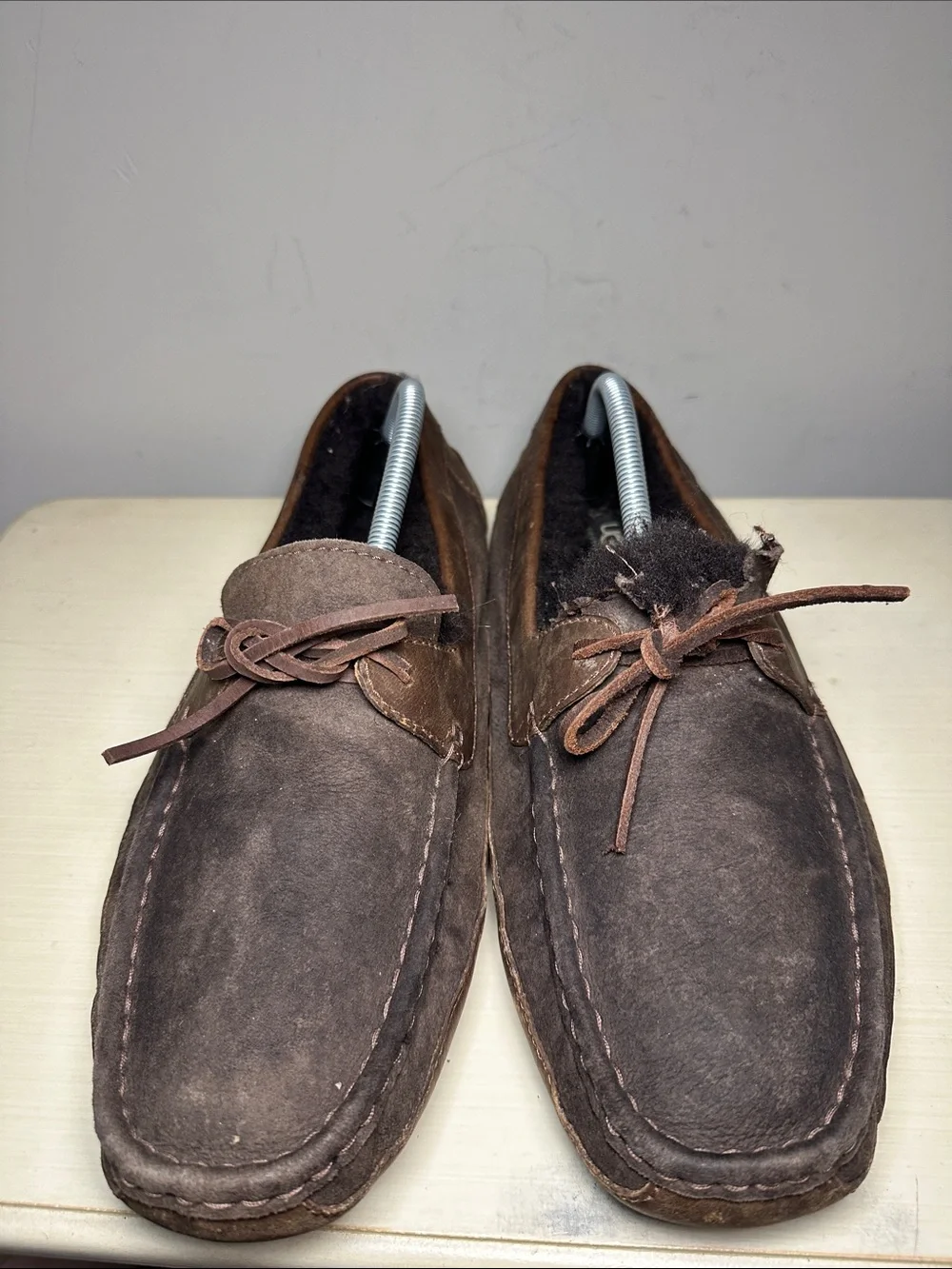 UGG Men's Dark Brown leather Slip-On Moccasinse